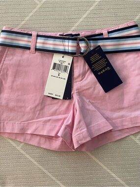 NWT)POLO RALPH LAUREN Pink Belted Chino Shorts Girl’s Size 5